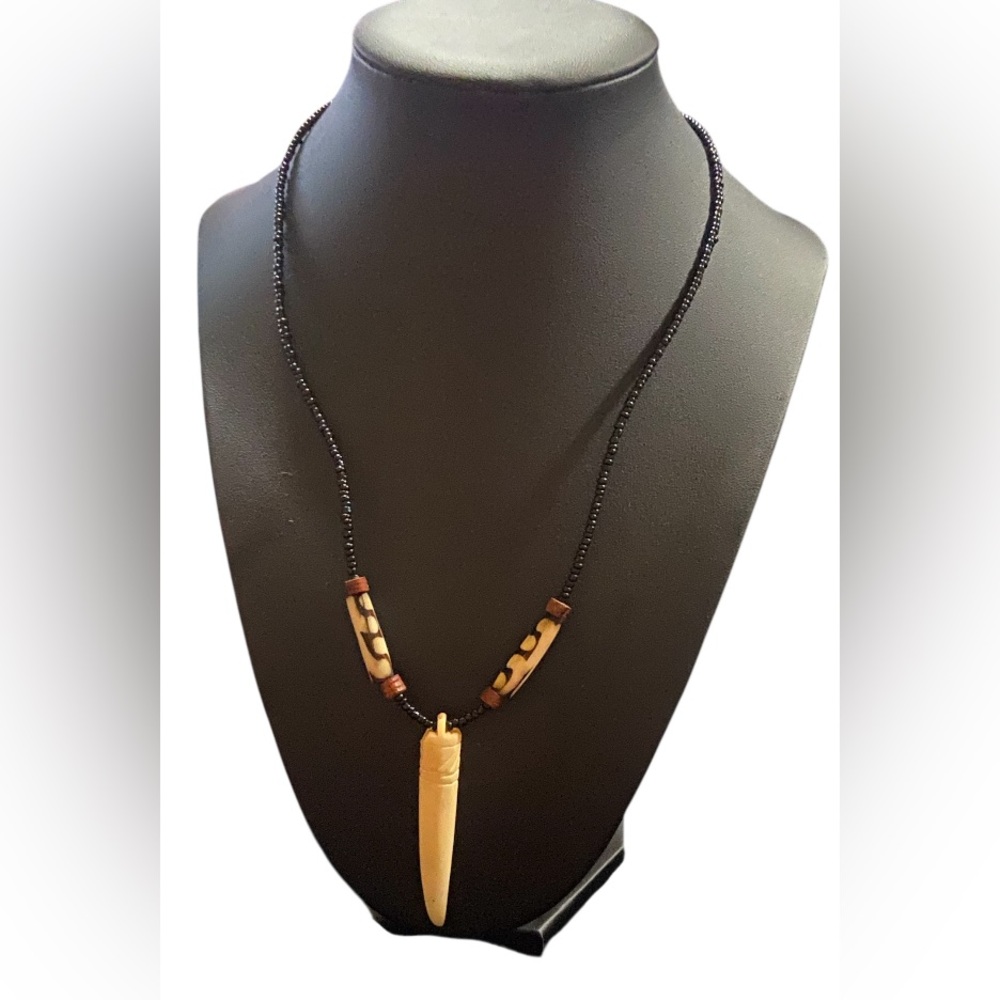African Bone Beaded Necklace #9295